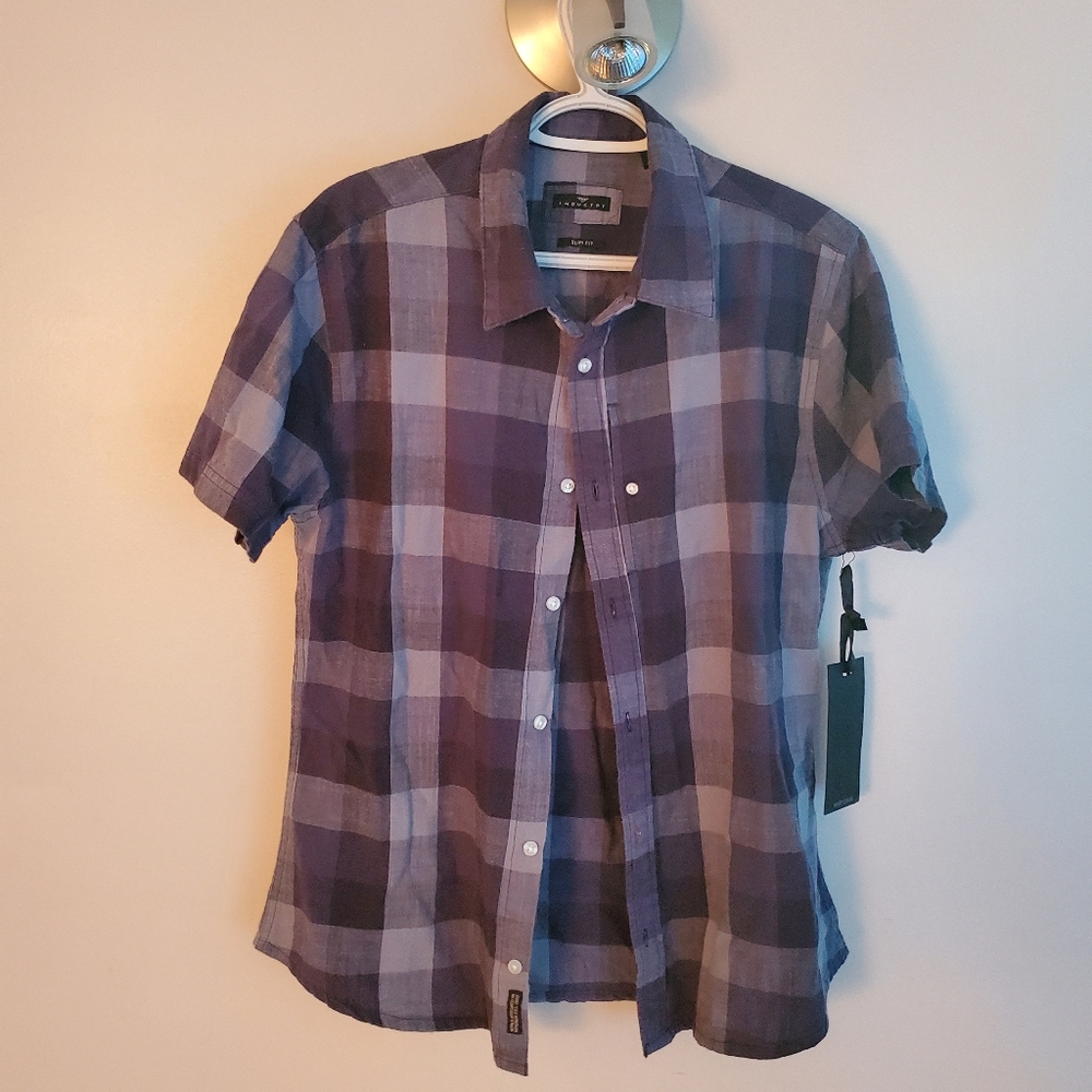 BNWT INDUSTRIE men's short sleeved button up shirt